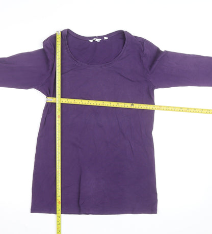 Uniqlo Women's Purple 3/4 Sleeve Basic Cotton T-Shirt Size L
