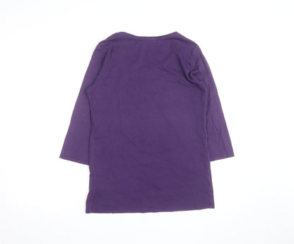 Uniqlo Women's Purple 3/4 Sleeve Basic Cotton T-Shirt Size L