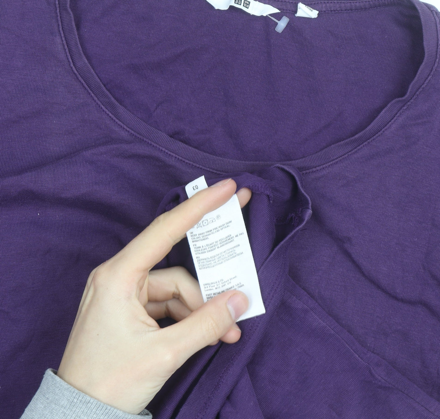 Uniqlo Women's Purple 3/4 Sleeve Basic Cotton T-Shirt Size L
