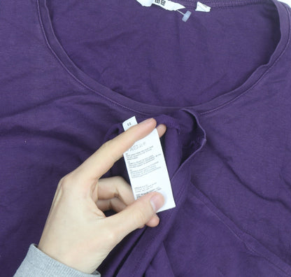 Uniqlo Women's Purple 3/4 Sleeve Basic Cotton T-Shirt Size L