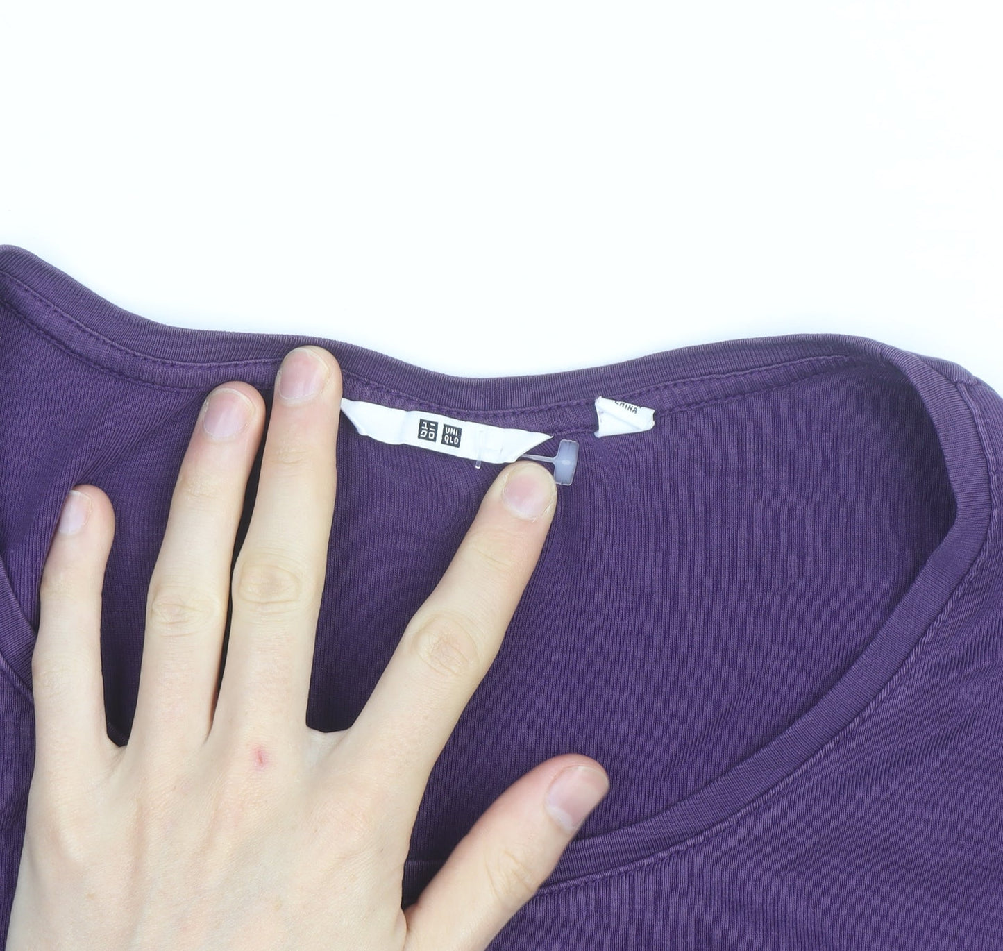 Uniqlo Women's Purple 3/4 Sleeve Basic Cotton T-Shirt Size L