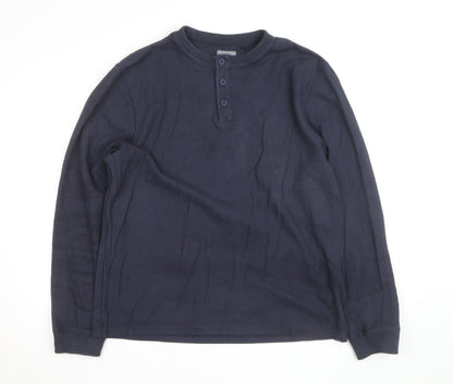 FatFace Men's Blue Cotton Henley Long Sleeve Casual Shirt Size L
