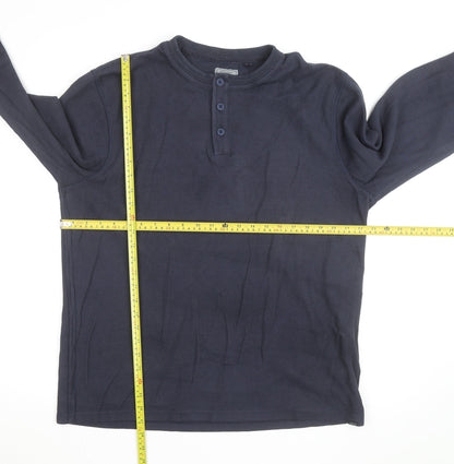FatFace Men's Blue Cotton Henley Long Sleeve Casual Shirt Size L