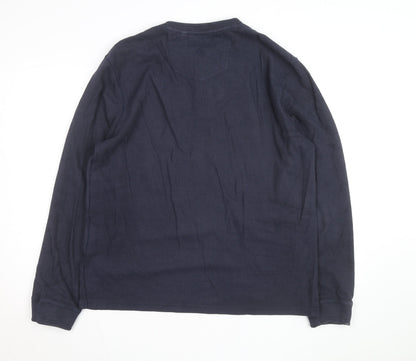 FatFace Men's Blue Cotton Henley Long Sleeve Casual Shirt Size L