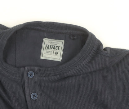 FatFace Men's Blue Cotton Henley Long Sleeve Casual Shirt Size L