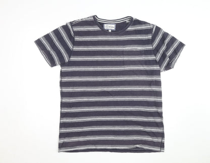 Fat Face Men's Blue Striped Cotton Crew Neck T-Shirt XL