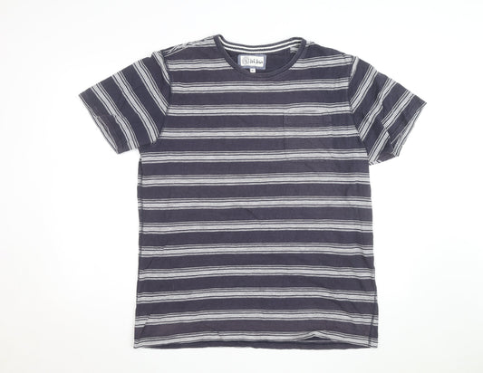 Fat Face Men's Blue Striped Cotton Crew Neck T-Shirt XL