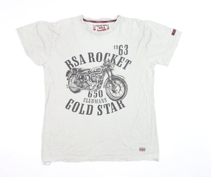 BSA Men's White XL Graphic Motorcycle T-Shirt Retro Style