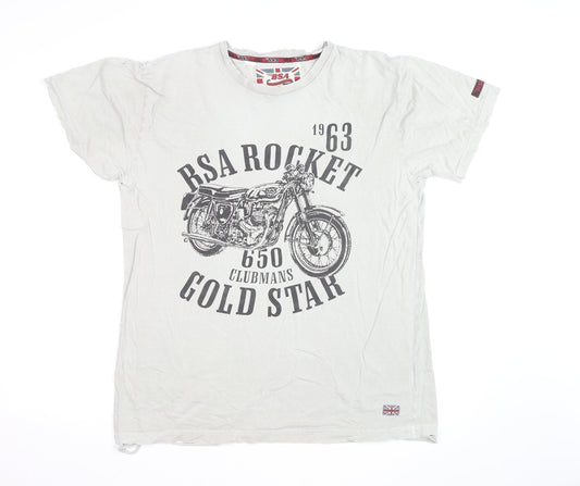 BSA Men's White XL Graphic Motorcycle T-Shirt Retro Style