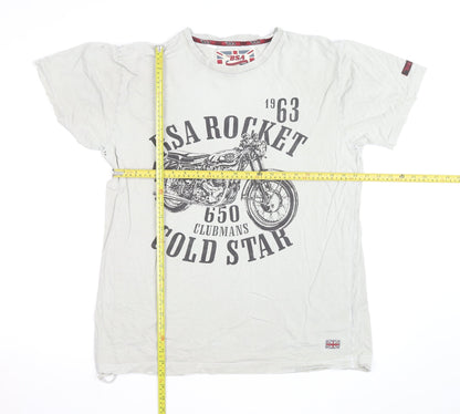 BSA Men's White XL Graphic Motorcycle T-Shirt Retro Style