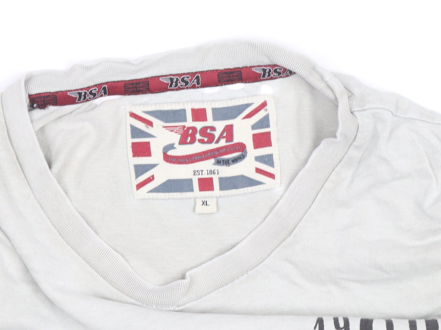 BSA Men's White XL Graphic Motorcycle T-Shirt Retro Style