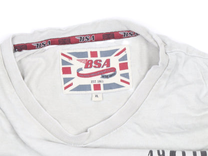 BSA Men's White XL Graphic Motorcycle T-Shirt Retro Style