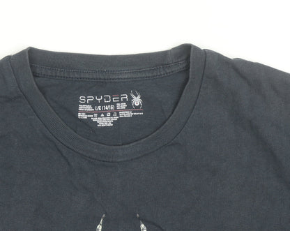 Spyder Boys Black Graphic Spider Logo Short Sleeve Cotton T-Shirt 14-16 Years