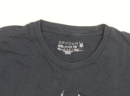 Spyder Boys Black Graphic Spider Logo Short Sleeve Cotton T-Shirt 14-16 Years