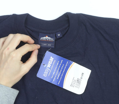 Portwest Men's Blue Cotton Crew Neck Work T-Shirt M