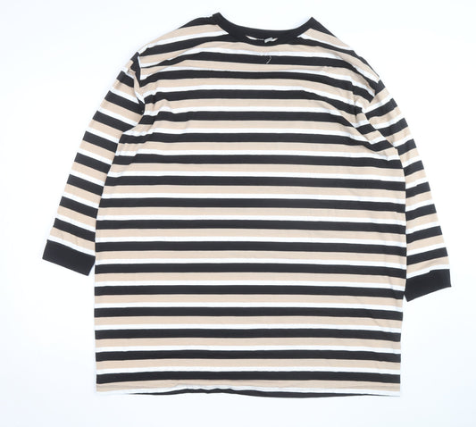 ASOS Women’s Beige Striped 3/4 Sleeve Basic T-Shirt Size 10