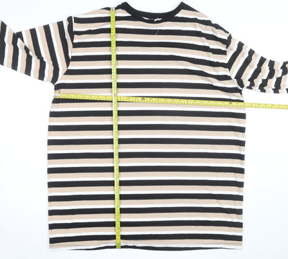 ASOS Women’s Beige Striped 3/4 Sleeve Basic T-Shirt Size 10