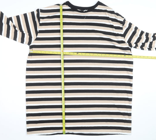 ASOS Women’s Beige Striped 3/4 Sleeve Basic T-Shirt Size 10