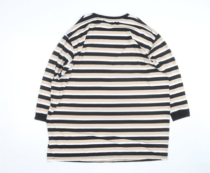 ASOS Women’s Beige Striped 3/4 Sleeve Basic T-Shirt Size 10