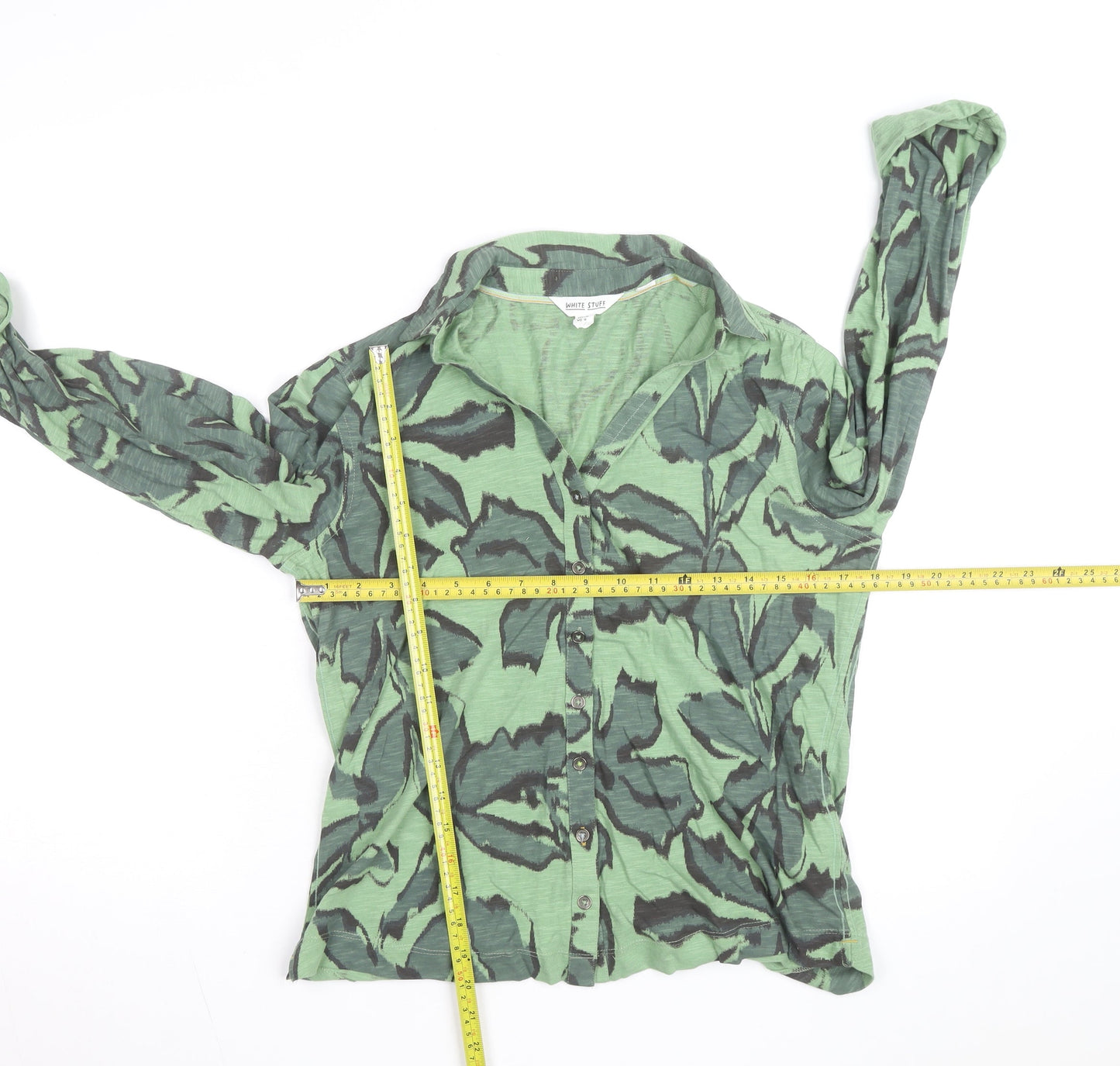 White Stuff Women Green Floral Button-Up Shirt UK 12