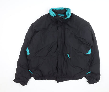 Herman's Men Black L 90s Retro Puffer Jacket Nylon Winter Coat