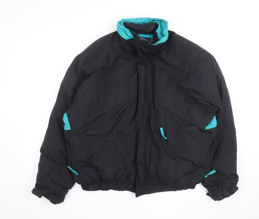 Herman's Men Black L 90s Retro Puffer Jacket Nylon Winter Coat