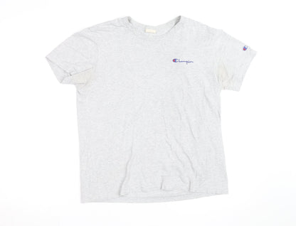 Champion Men's Grey Small Crew Neck Logo T-Shirt