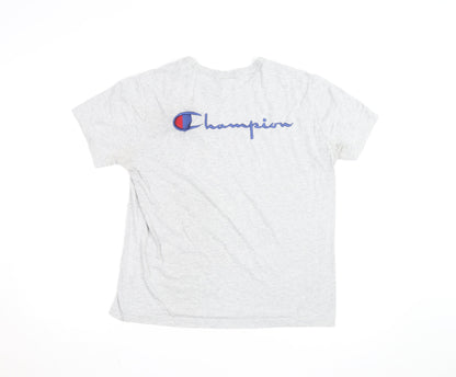 Champion Men's Grey Small Crew Neck Logo T-Shirt