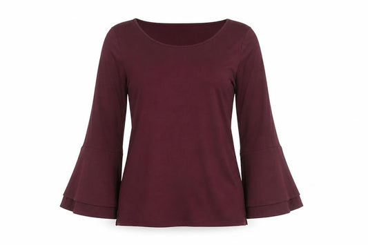 Hobbs Women Red Bell Sleeve Viscose Jersey Blouse Size M