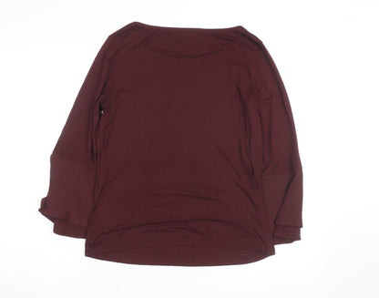 Hobbs Women Red Bell Sleeve Viscose Jersey Blouse Size M