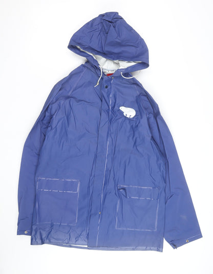 Uniroyal Men's Blue Waterproof Long Rain Coat Jacket Hooded Size S