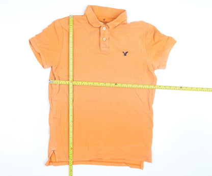 American Eagle Men's Orange Classic Fit Cotton Polo Shirt M