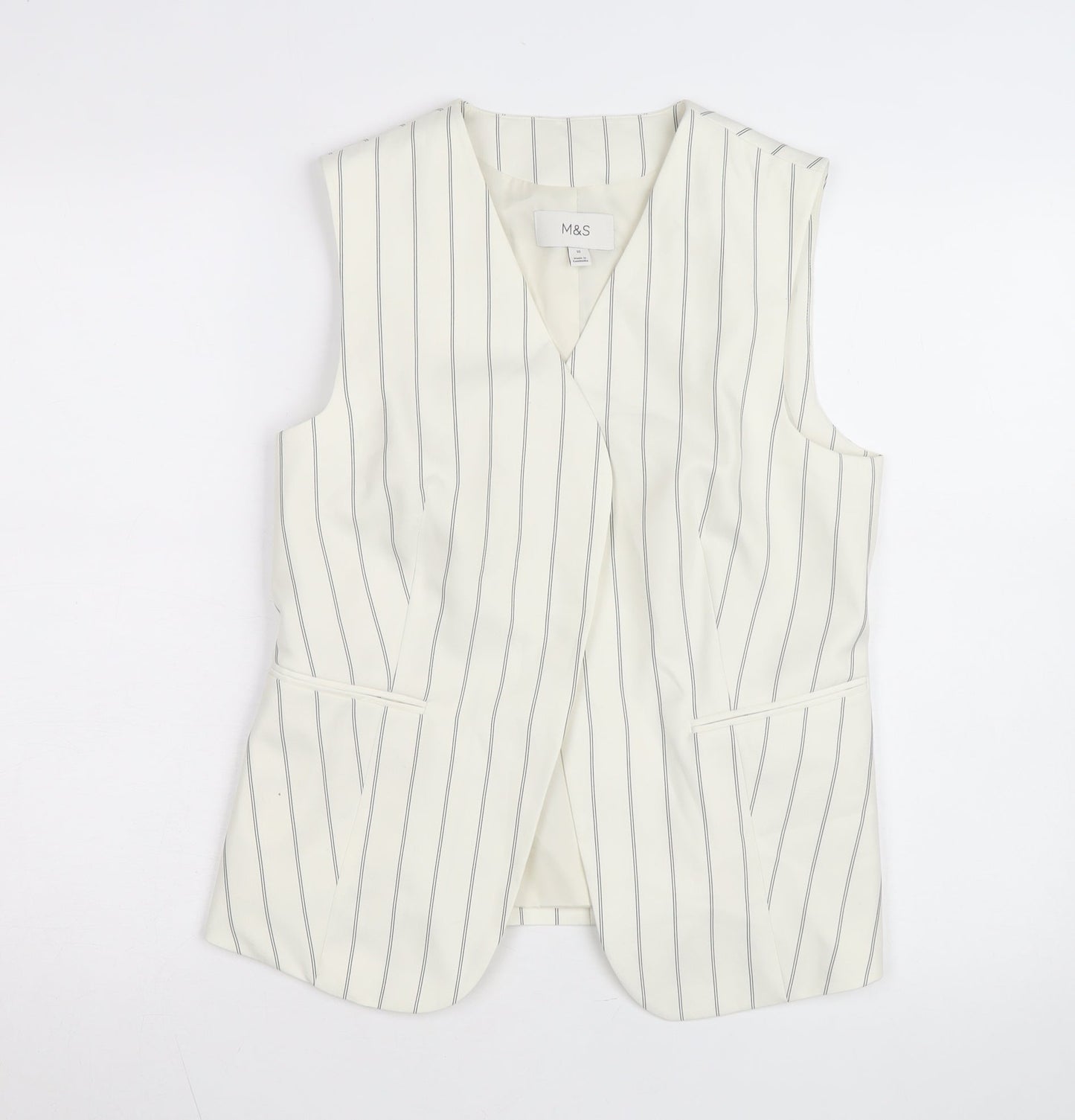 Marks and Spencer Women Ivory Striped Sleeveless Tunic Blouse Size 10
