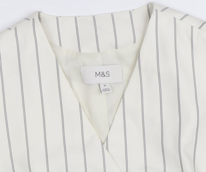 Marks and Spencer Women Ivory Striped Sleeveless Tunic Blouse Size 10