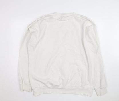 Reebok Men's White XL Pullover Sweatshirt Vintage Logo Crew Neck