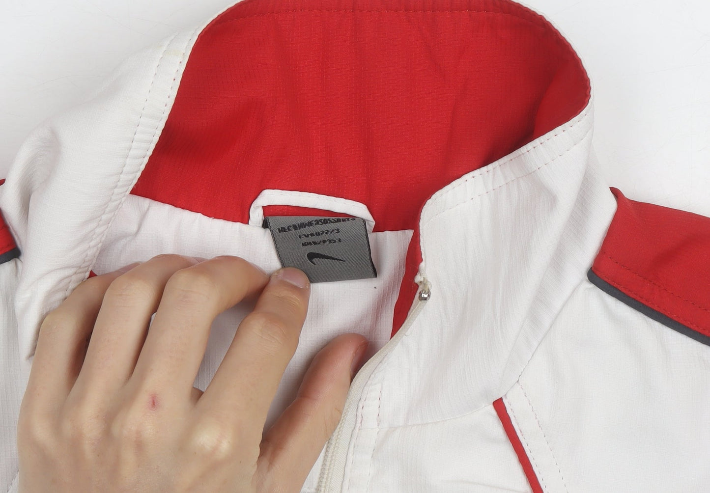 Nike Men's White Red 2XL Windbreaker Jacket Full Zip Sportswear