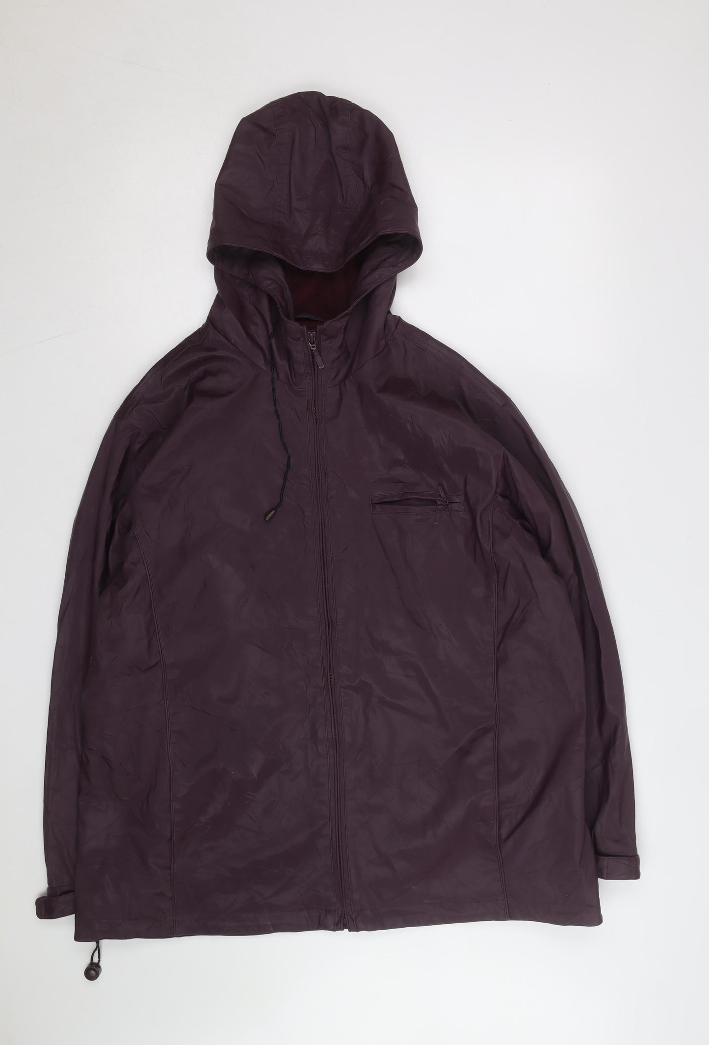 Basic Editions Men's Purple Hooded Nylon Windbreaker Jacket L