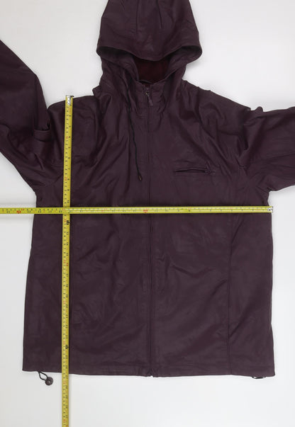 Basic Editions Men's Purple Hooded Nylon Windbreaker Jacket L