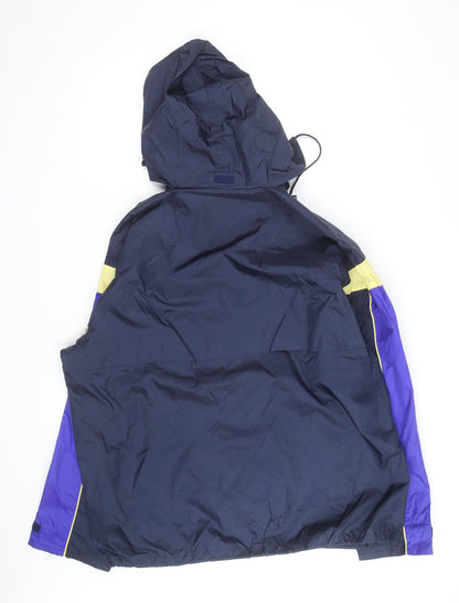 Folk Collection Men's Blue L Hooded Windbreaker Jacket