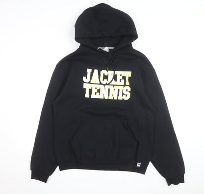 Russell Athletic Men's Black Pullover Hoodie M Graphic Sports Fleece