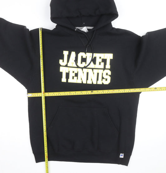 Russell Athletic Men's Black Pullover Hoodie M Graphic Sports Fleece