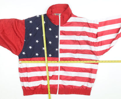 Angel Sports Men's Multicoloured XL USA Flag Windbreaker Jacket
