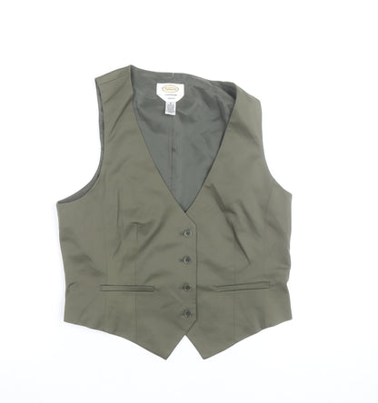 Talbots Women Khaki Green Suit Waistcoat Size 10 Stretch Classic Fit