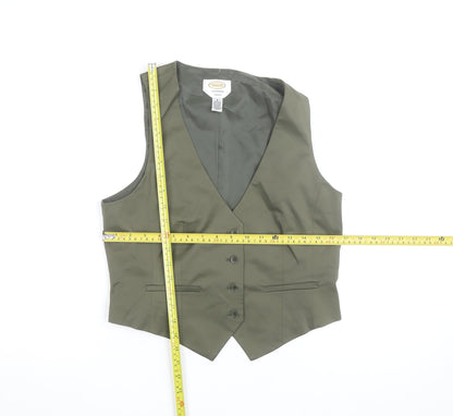 Talbots Women Khaki Green Suit Waistcoat Size 10 Stretch Classic Fit
