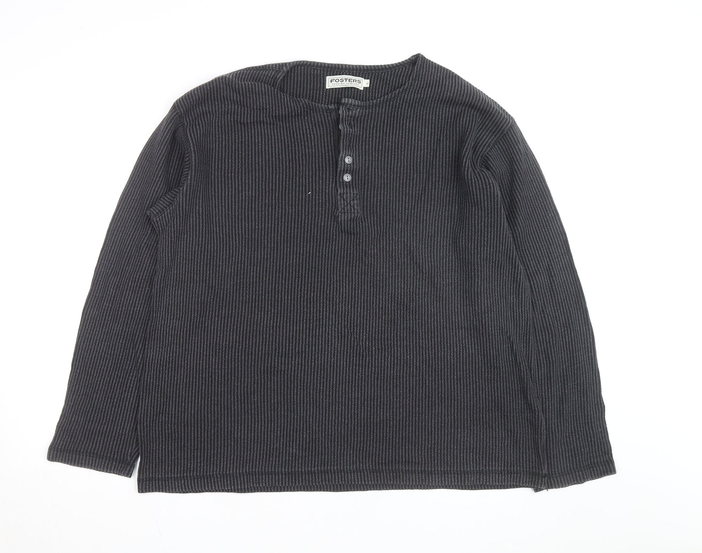 Fosters Trading Company Men's Grey Henley Jumper Size L