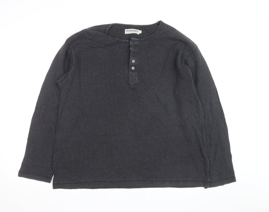 Fosters Trading Company Men's Grey Henley Jumper Size L