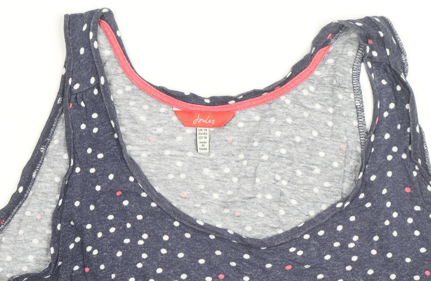 Joules Women's Blue Polka Dot Cotton Sleeveless Tank Top Size 14