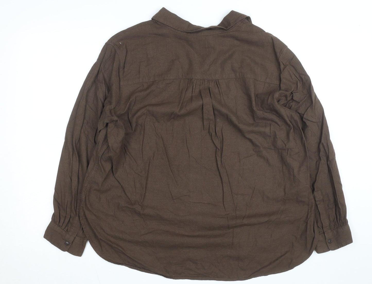 Uniqlo Men's Brown XL Button-Up Long Sleeve Cotton Blend Shirt