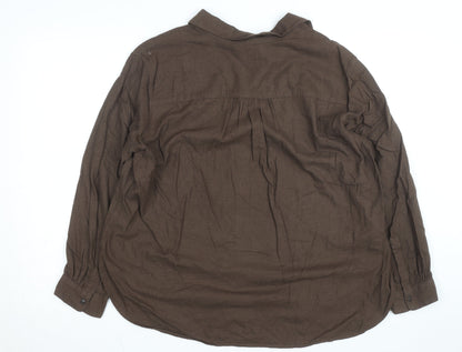 Uniqlo Men's Brown XL Button-Up Long Sleeve Cotton Blend Shirt