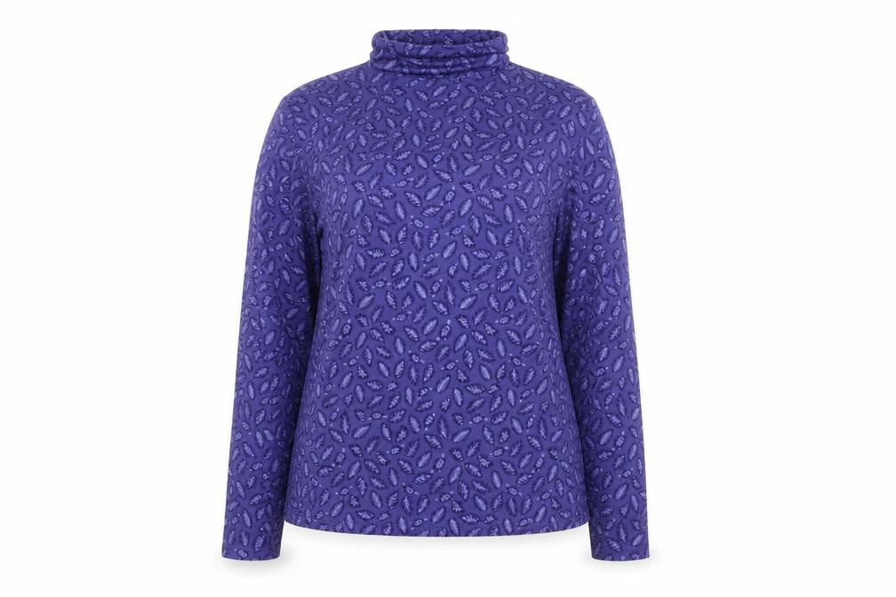 Country Rose Women's Purple Roll Neck Floral Pullover Jumper M